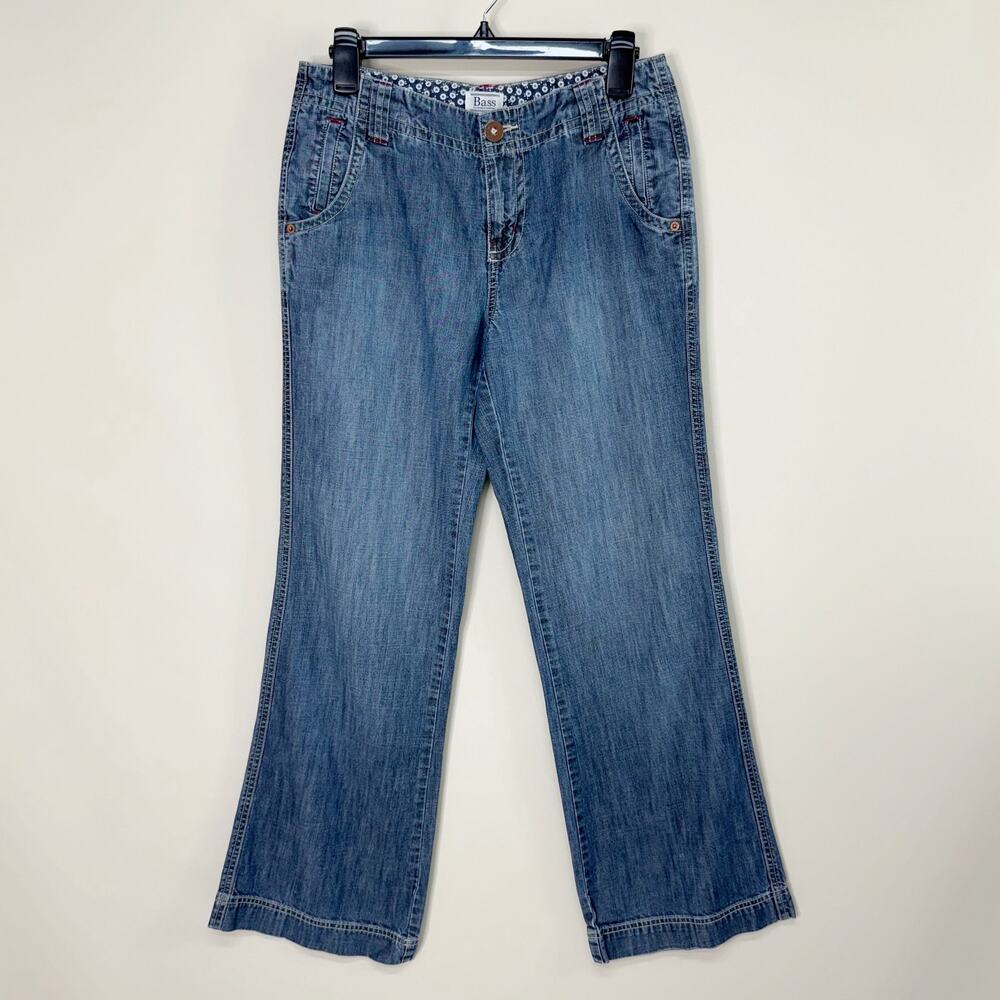 BASS Vintage‎ Y2K Wide Leg Jeans Mid-Rise Medium Wash100% Cotton Women's Sz 2